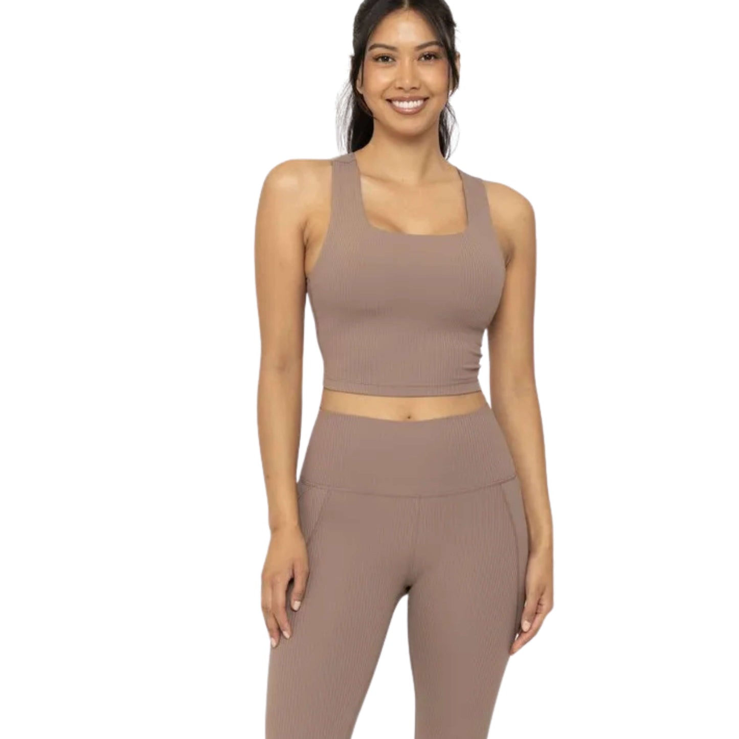 SQUARE NECK RIBBED RACERBACK ACTIVE BRA STYLISH AND COMFORTABLE FIT