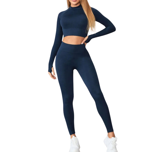 MOCK NECK LONG SLEEVE TOP AND PANTS ACTIVE SET
