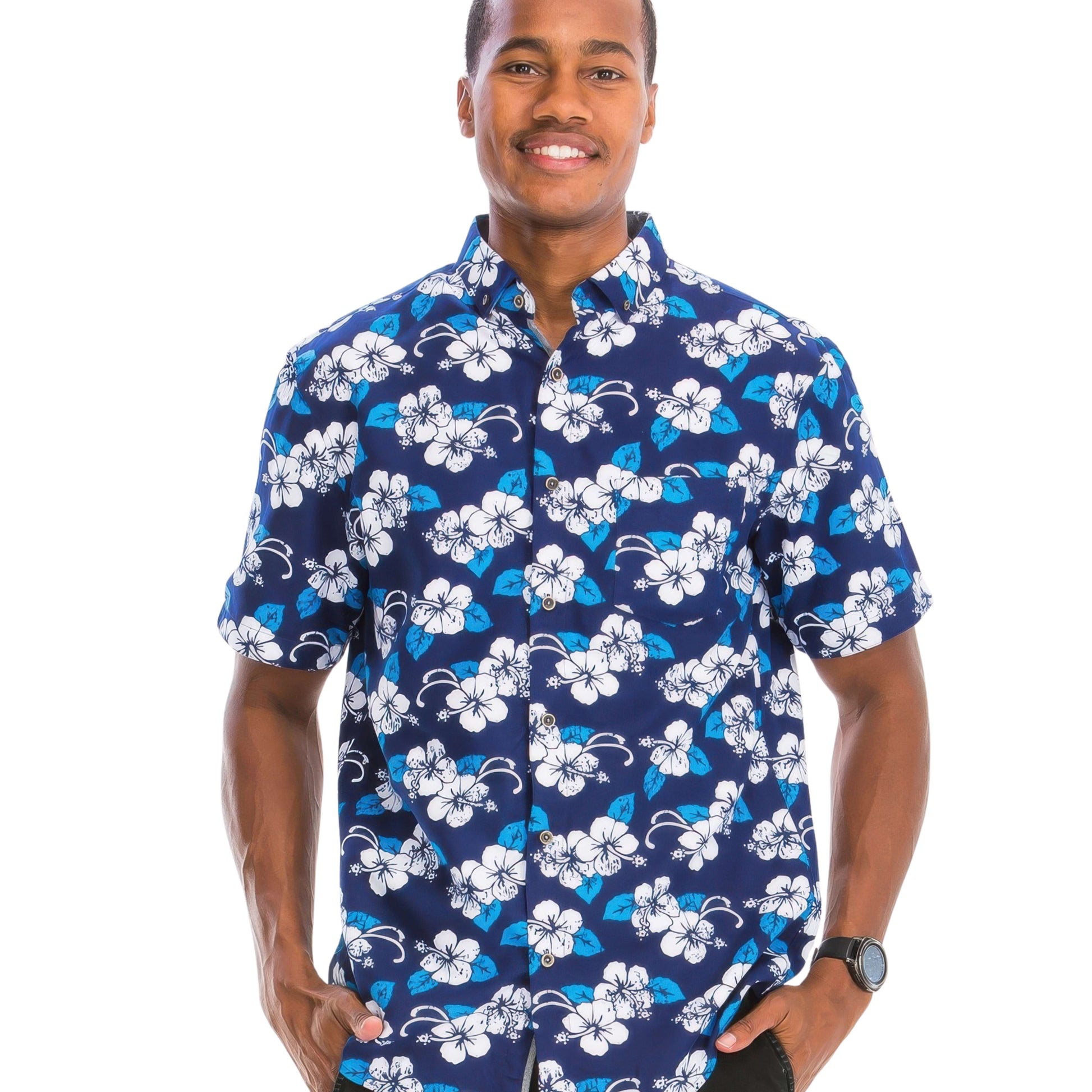 MEN'S PRINTED HAWAIIAN BUTTON-DOWN SHIRT