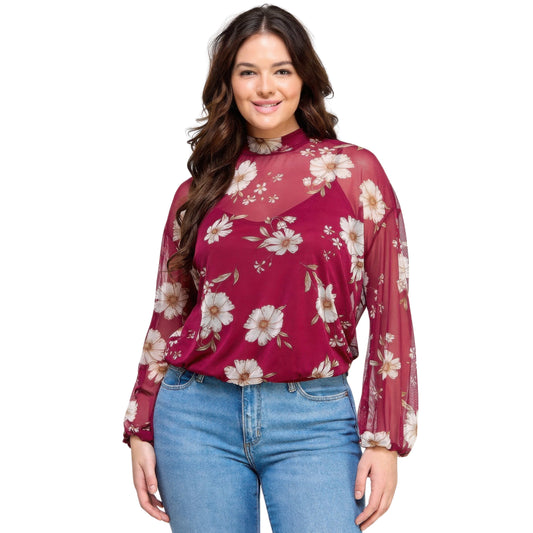 MESH FLORAL LONG SLEEVE – ROMANTIC & MODERN PLUS SIZE
